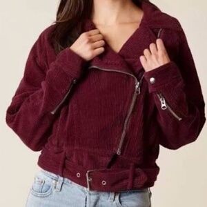 Free People Slouchy Dolman Corduroy Burgundy Jacket